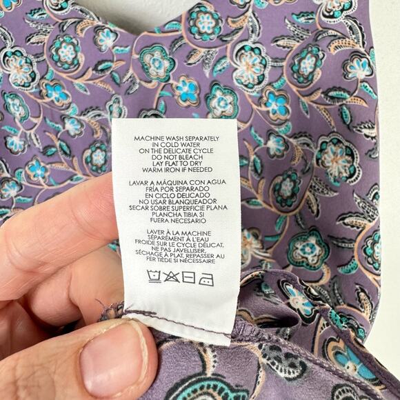 Cabi 3453 Scrollwork Cami Purple & Blue Floral Print Layering Tank Top Blouse - Picture 11 of 12